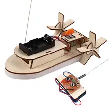 Designer de navio de controle remoto de madeira elétrica para estudante ciência tecnologia produção diy kit eletrônico designer para meninos