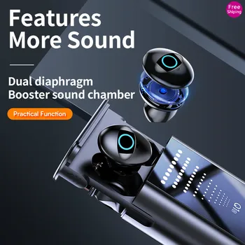 

Q1S Wireless Bluetooth Earphone Touch Control LED Display Multi-Function HiFi Earbuds with Power Bank Flashlight for IOS Android