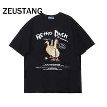 

Zeustang Men Fashion Harajuku T Shirt Streetwear Duck Letter Print Tshirts O Neck Spring Summer Casual Short Sleeve Tees Top