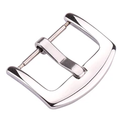 Elegant Two - Tone Stainless Steel Watch Band Buckle - Silver, Gold, and Black Strap Clasp Accessory - 22mm (Silver polished)