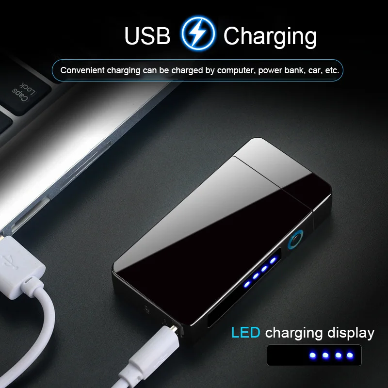 

Dual Arc Windproof Lighter Flameless Electronic USB Rechargeable Electric Lighter for Cigarette Candle with LED Power Display