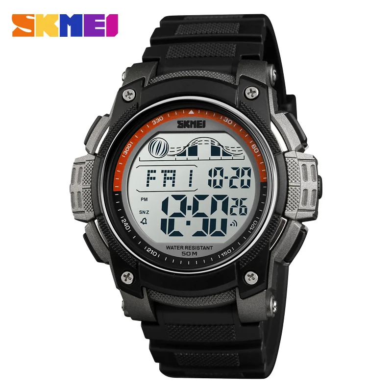 GrayOrange Watch SKMEI наружные спортивные часы для мужчин светодиодный дисплей часы 5 бар Водонепроницаемый Будильник Chrono цифровые часы reloj hombre 1372 - Цвет: GrayOrange Watch