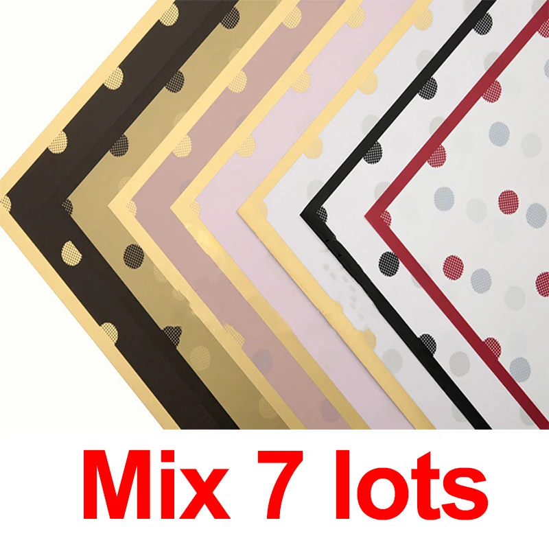 Mix 7lots 20 шт. новая упаковочная бумага для цветов в горошек, водонепроницаемая упаковочная бумага в виде роз, упаковочная бумага в горошек, цветочные упаковочные материалы - Цвет: Mix 7lots
