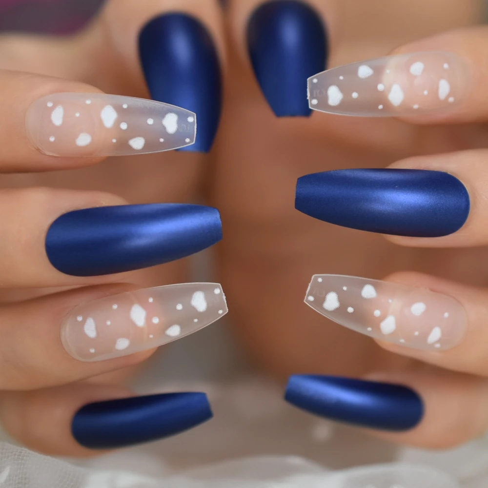 Matte Cloudy Coffin Faux Ongles Long Diamond Blue Sky Style False Nails  Cloud Pattern Fashion Fingernails Decorative 28 CT|False Nails| - AliExpress