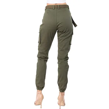 Cargo Pants For Women Plus Size High Waist Elastic Straight 3