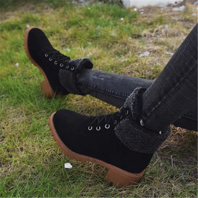 Size 35-43 High Quality Faux Suede Winter Ankle Boots Thick Plush Keep Warm Snow Boots Woman Shoes Botas mujer Black Brown