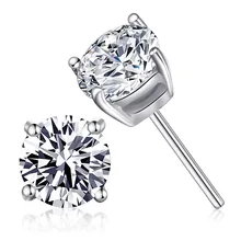 Модные 925 пробы серебряные серьги-гвоздики с четырьмя когтями из блестящего кубического циркония для женщин, вечерние ювелирные изделия на свадьбу, подарки S-E307