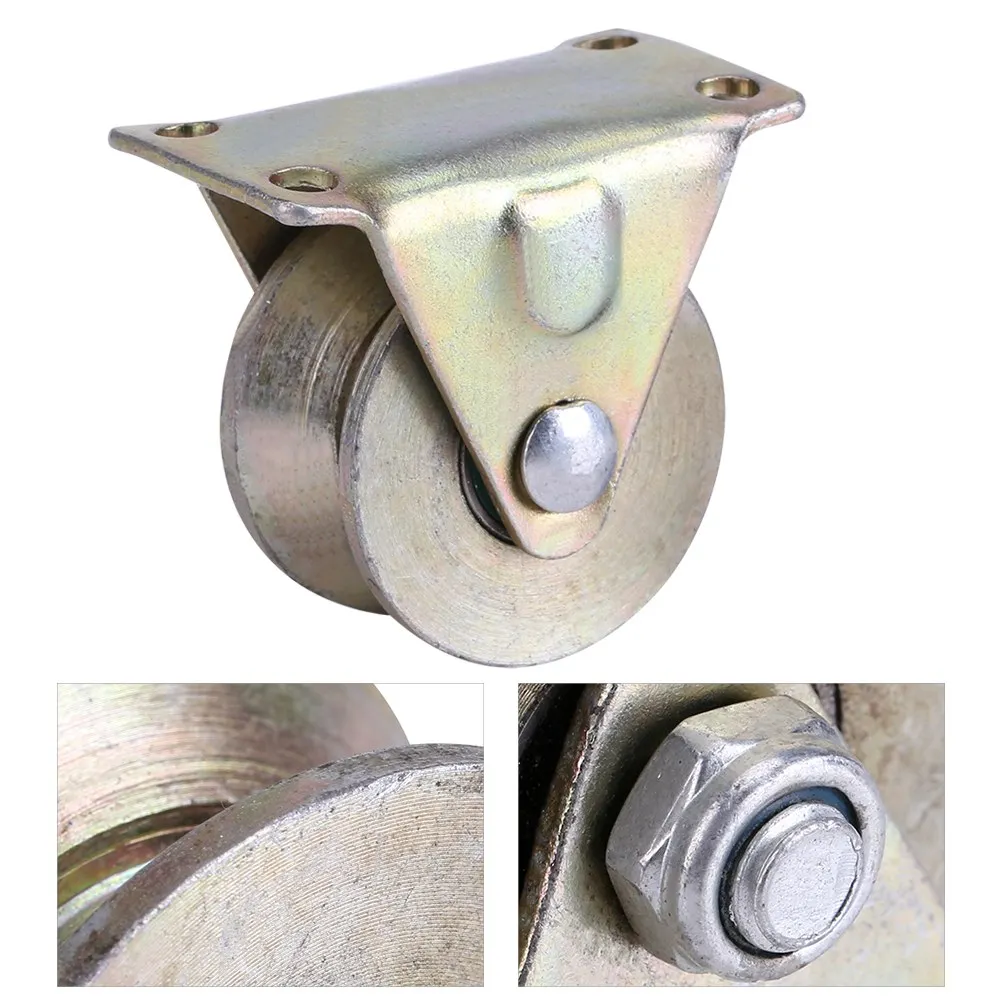 2pcs 2 Inch V Type Wheel Track Rail W/ Bracket Sliding Gate Roller Steel Wheel Track Rail Bracket Sliding Door Pulley V Wheel