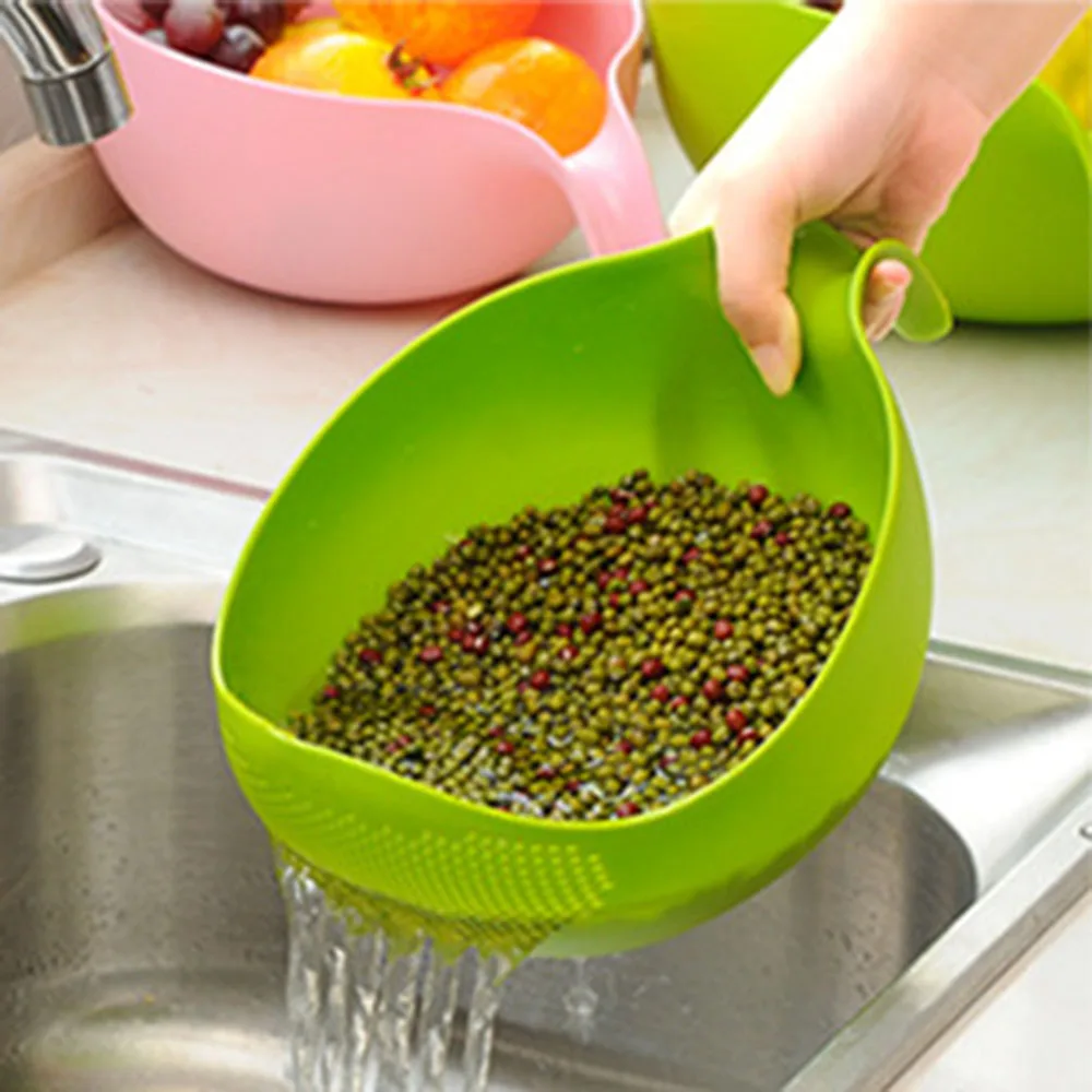 

Durable Rice Washing Filter Strainer Kitchen Tool Beans Peas Sieve Basket Colanders Cleaning Gadget Filtering With Handle