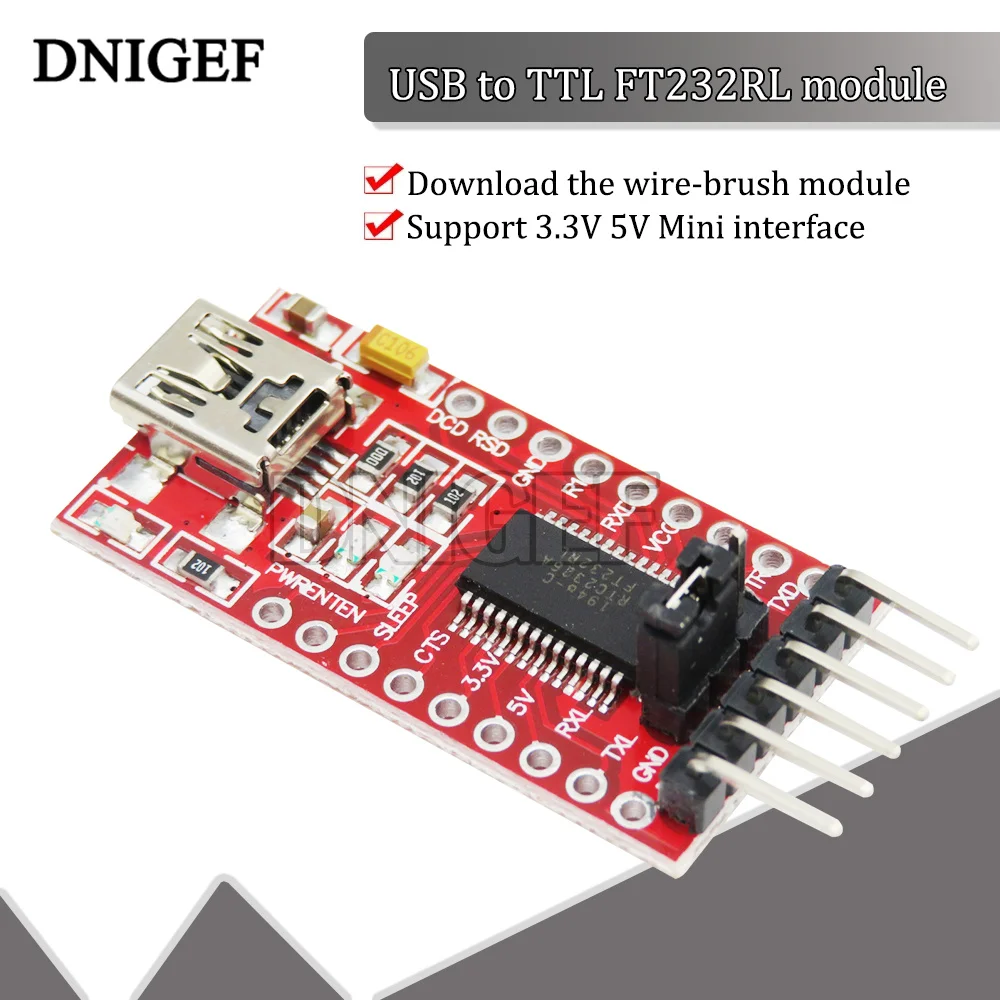 Последовательный преобразователь FTDI FT232RL USB в TTL 10 шт. модуль адаптера 5 В и 3 для