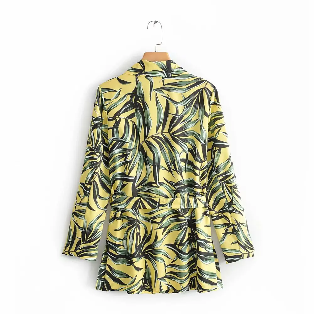 

WOMEN'S Dress 2019 Autumn New Style Loose Leaf Printed Long Sleeve Suit Jacket Women's 055-6330