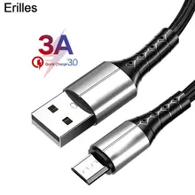 3a cabo micro usb de carregamento rápido, cabo adaptador de carregamento para telefone celular, sincronização de dados para samsung s9 xiaomi huawei lg cabos android