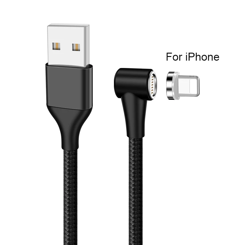 Магнитный USB кабель для iPhone 11 Pro Xs Max Xr X 8 7 6 6s 5S se iPad 3A Быстрая зарядка кабель для мобильного телефона для iPhone провод шнур 2 м - Цвет: Black iOS Cable