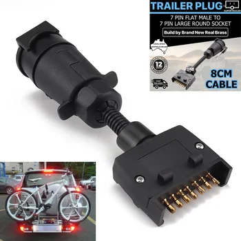 

Car Trailer Adapter 7 PIN Flat Male Plug to 7 PIN Large Round Female Socket