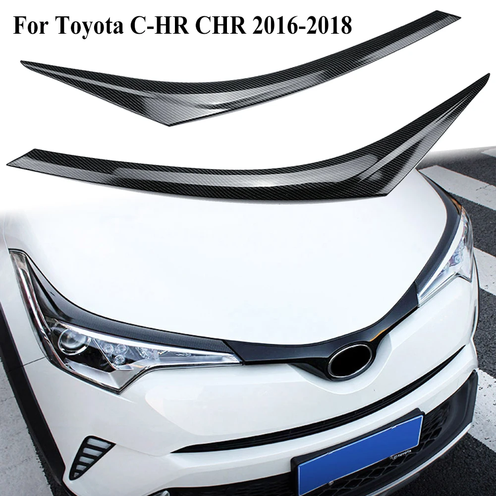 Для Toyota C-HR CHR 16~ 18 ABS углеродное волокно Стиль передняя фара накладка