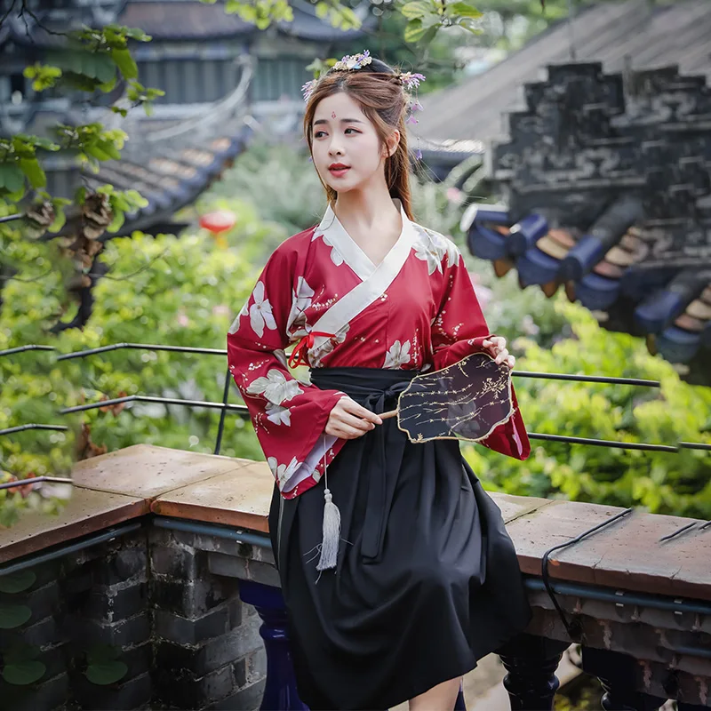 Printing Dance Costumes Women Reform Hanfu Chinese Folk Stage Wear Singers Outfits Oriental Performance Clothing 2 Pcs DC2701