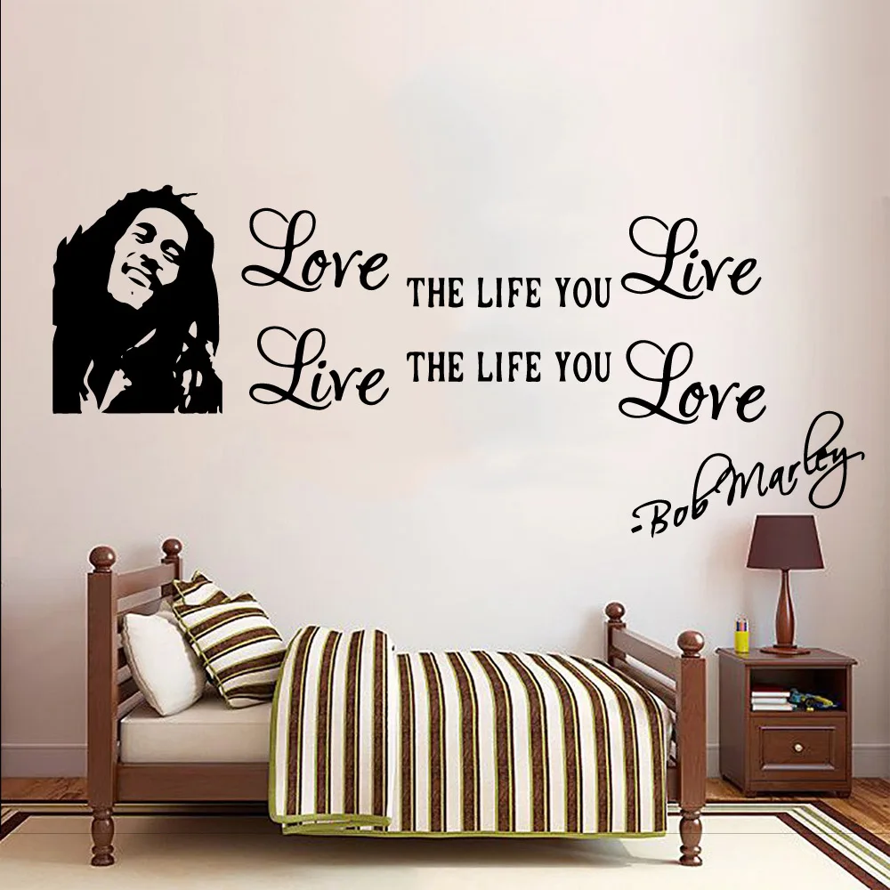 Colorful Soul Music Singer Bob Marley Removable Art Vinyl Wall Stickers For Kids Rooms Waterproof Wall Art Decal