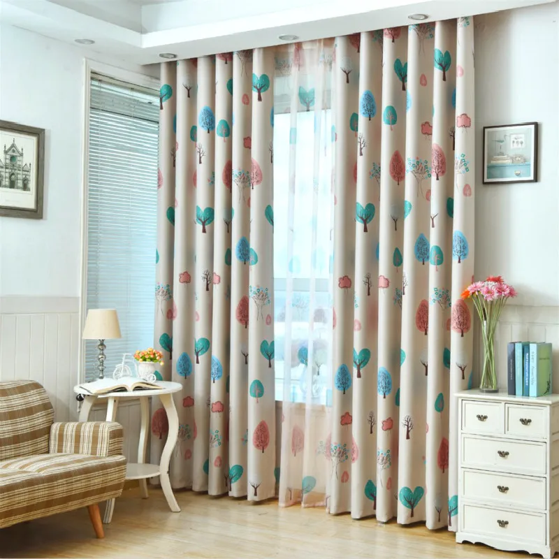 

Pleated tape for curtains Window Bedroom Curtain Cartoon For Kids Child Living Room Cute Owl Pattern Baby Room Curtain
