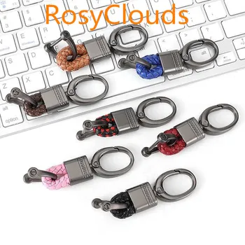 

High quality woven leather keychain detachable metal keyrings key chains unisex auto key ring gift for car key chain holder L30