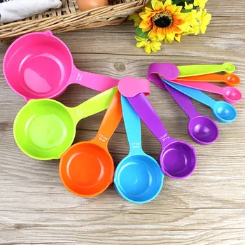 

5Pcs/Set Colour Cups Tablespoons Measuring Cup Practical Coffee Spoon Set Durable Baking Measuring Spoons Plastic