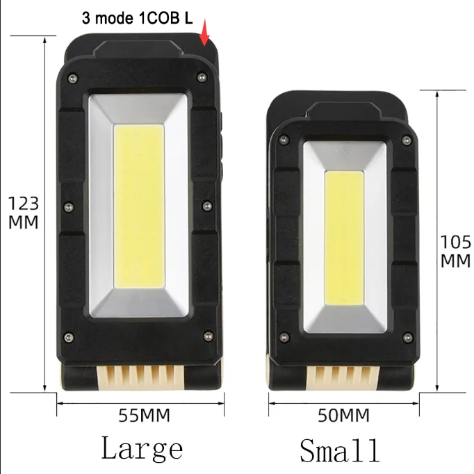 COB+LED Rechargeable Magnetic Torch Flexible Inspection Lamp Cordless Worklight Portable Folding Work Light Built-in battery - Emitting Color: 3 mode 1COB L
