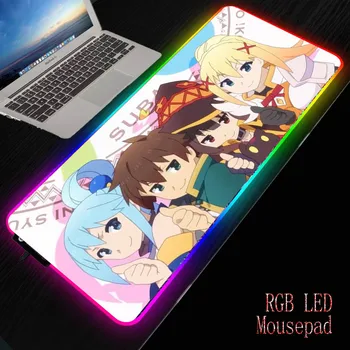 

MRGBEST Anime Konosuba Girl Extra Large Gaming Mouse Pad RGB Computer Mousepad Gamer Anti-slip Natural Mouse Pad Desk Mat