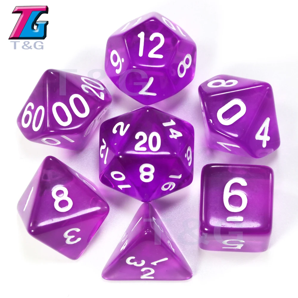 7 шт./лот набор игральных костей D4, D6, D8, D10, D10%, D12, D20 25 цветов различных цветов драконы и подземелья