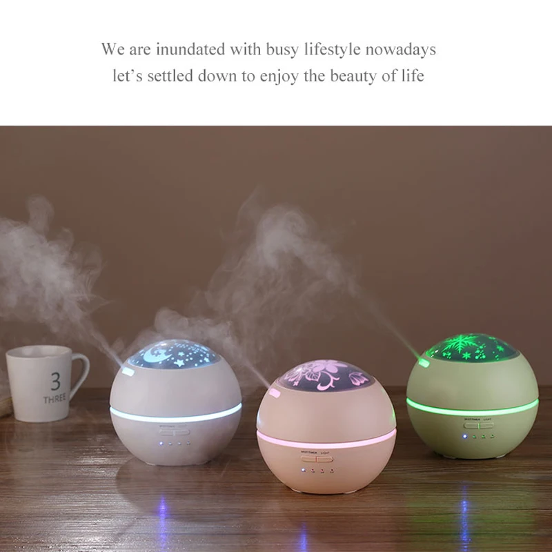 

150ML Wood Grain Air Humidifier Ultrasonic Home Projection Atmosphere Night Light Mini Creative Aroma Diffuser AU/UK/US/EU Plug