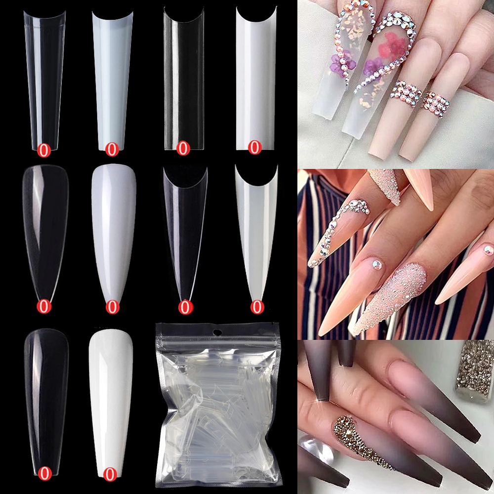 100pcs XXL Long French Coffin False Nail Art Tips Ballerina Stiletto C  Curved Shape Acrylic Fake Nails Tips Manicure Tools|False Nails| -  AliExpress