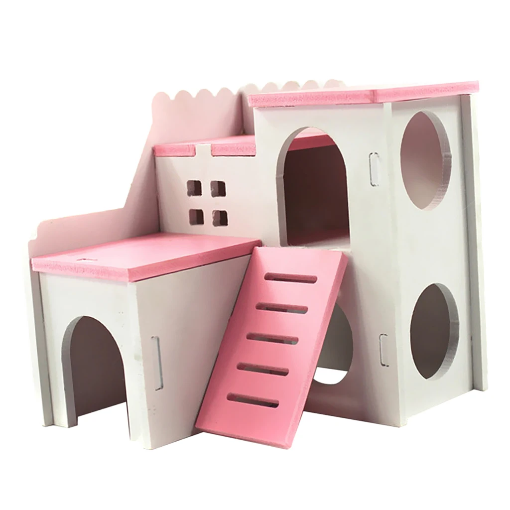 Double Layer Hamsters Villa Hideout House Climbing Hut Pet Bedding Cage Teeth Caring Toys