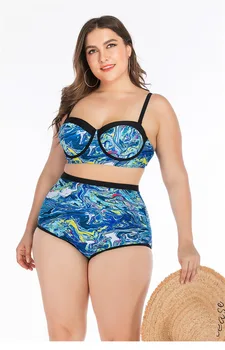 

Sexy bikini 2020 Swimsuit women plus size camisole printing fashion two-piece swimsuit