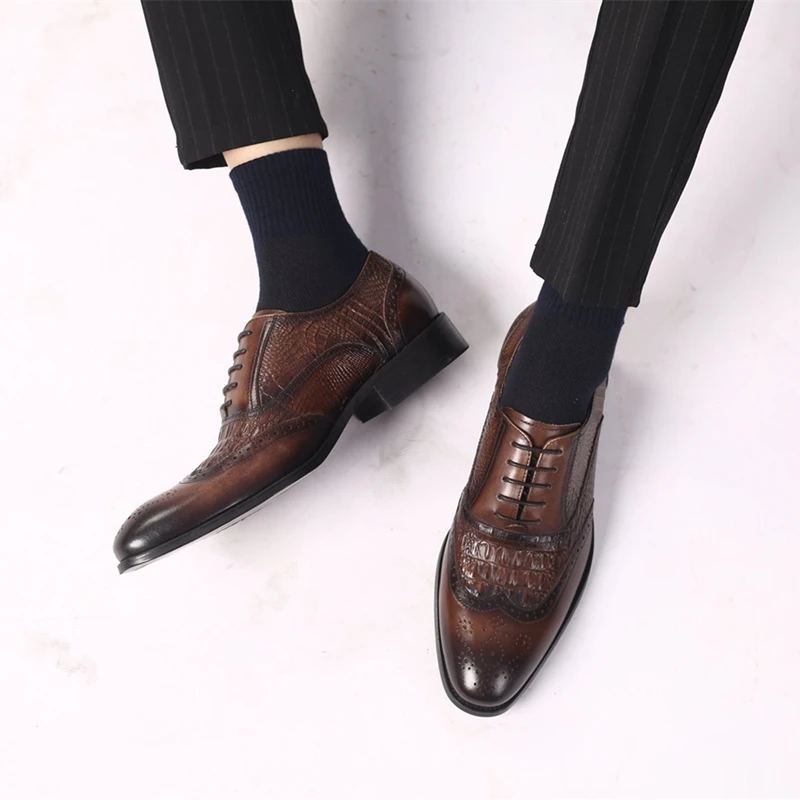 black leather brogues mens
