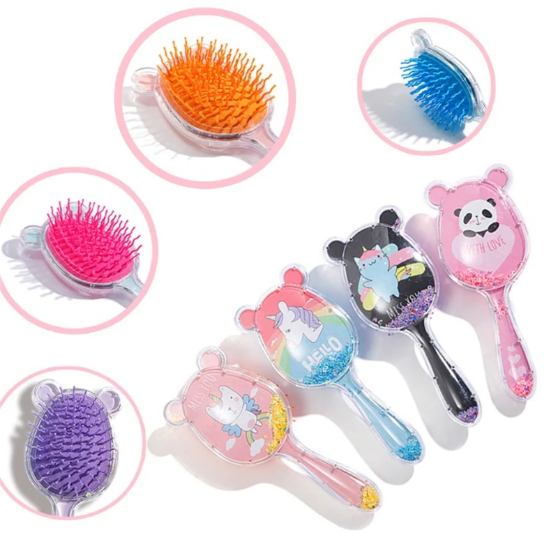 2021 Cartoon Cute Panda Printed Air Cushion Comb Transparent Air Comb Massage Hair Comb Plastic Rainbow Comb Hair Brush