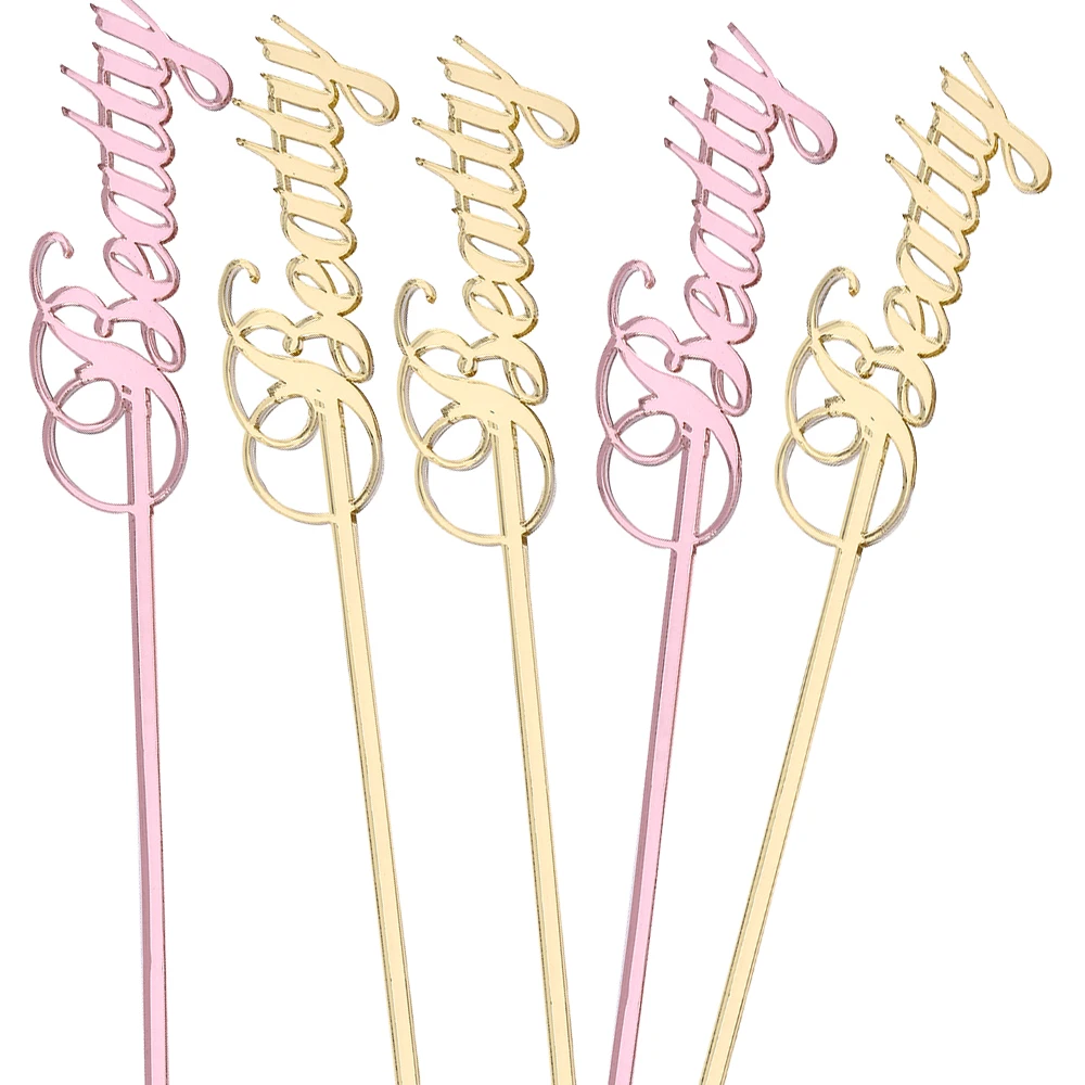 100PCS Personalized Acrylic Swizzle Sticks Name Drink Stirrers Sticks