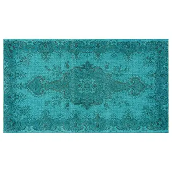 

Handmade Turquoise Vintage Overdyed Turkish Area Rug 151x258 Cm-4'11''X8'6''