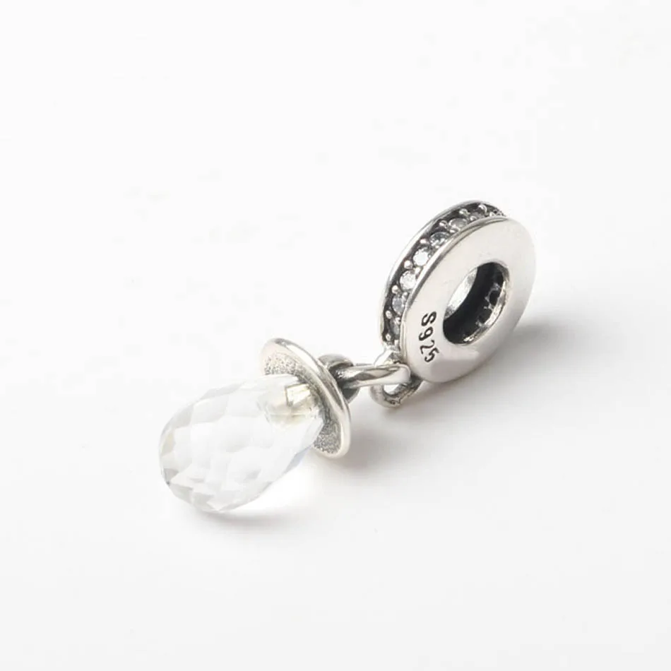 925 пробы серебряный кулон DIY Ювелирные изделия соска болтается Шарм fit Pandora браслет подарок для девочки прозрачный CZ