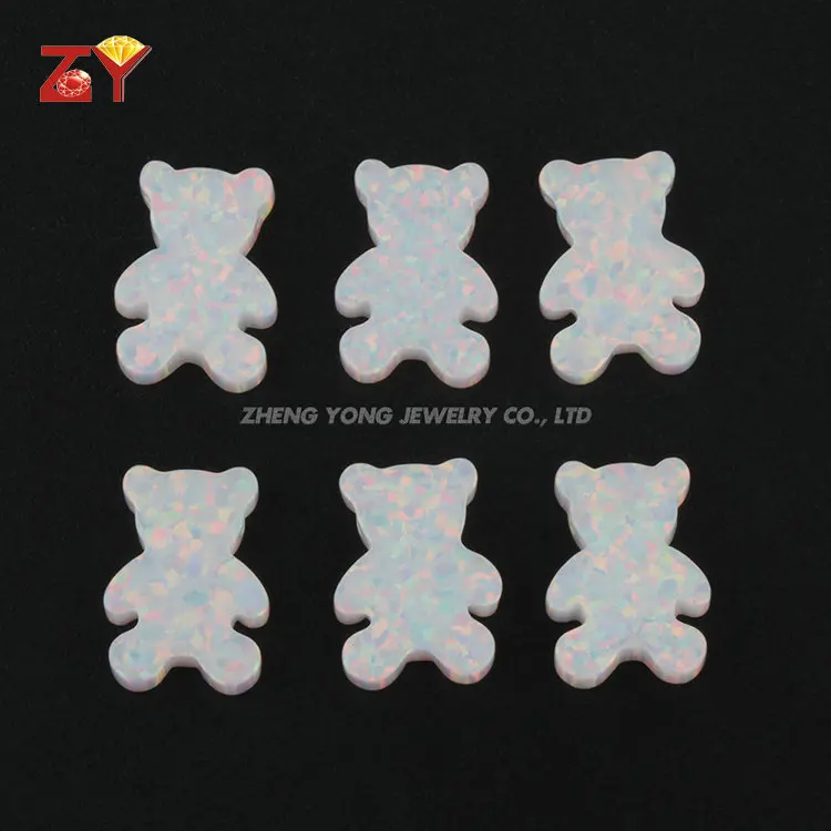 

Artificial Synthetic Opal OP17 Cute White Colorful Bear Ao Bao Stone