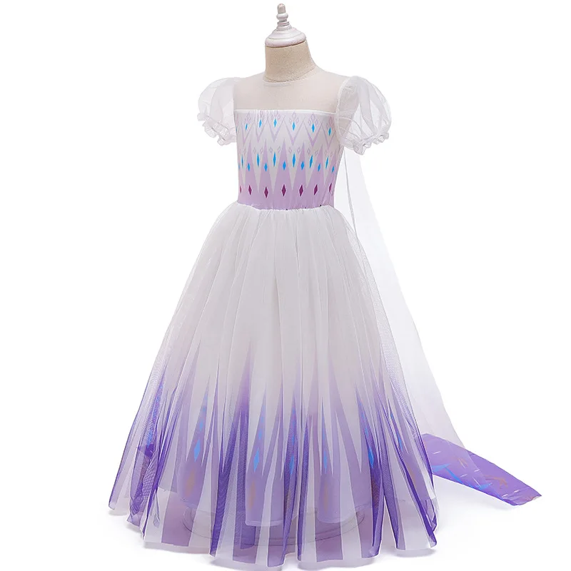 Snow Queen 2 Cosplay Elsa Anna Girls Dress Summer Casual Mesh Princess Dress Party Performance Costume 4-12 Years Kids Dresses