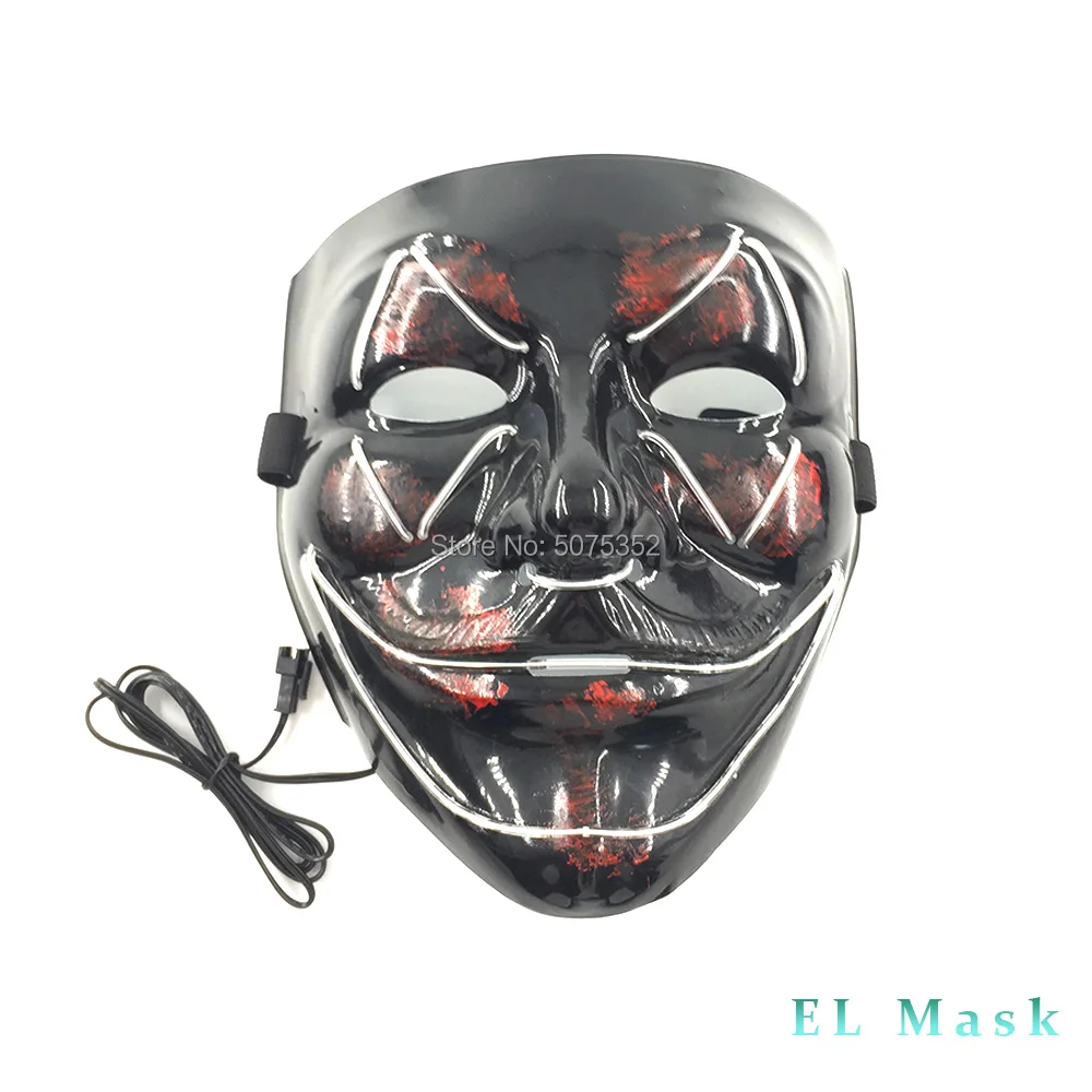 GZYUCHAO EL EL Wire Horrible Smile Face Mask Cosplay Props Glow In Dark Led Mask Mask For Scary Theme Party