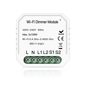 

2 Gang DIY WiFi Smart 2 Way Light LED Dimmer Automation Module Switch Smart Life/Tuya APP Control Work with Alexa Google Home
