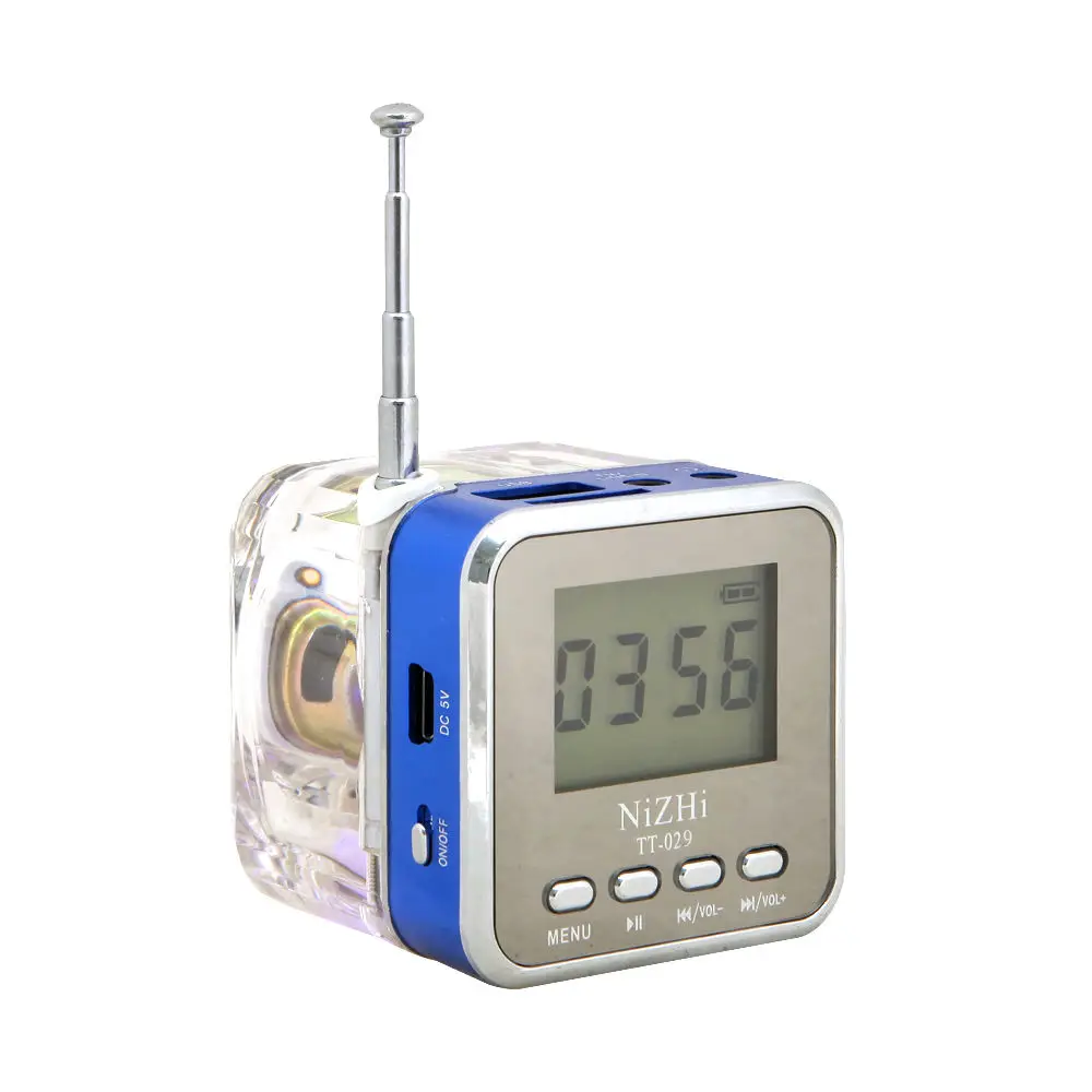 blue Мультимедиа UXCELLMO NiZHi TT-029 цифровой fm-радио, Часы Будильник USB TF Музыка Mp3 плеер мини динамик - Color: blue