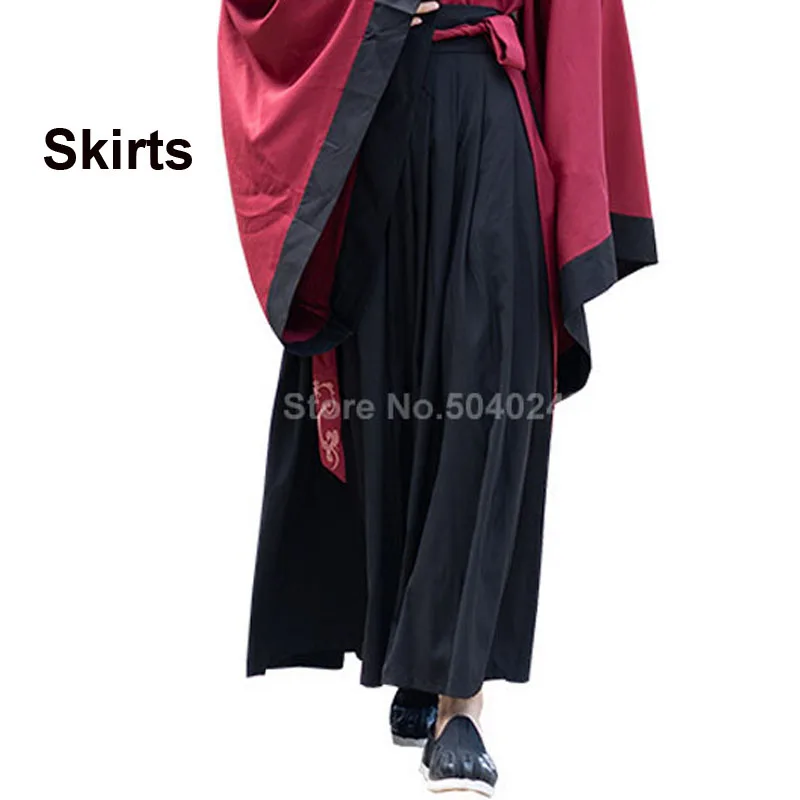 Chinese Style Men Tang Suit Ancient Costume Hanfu Folk Dress Emboridery Long Robe New Year Dance Full Sleeve Vintage Traditonal ballet outfit men Stage & Dance Wear