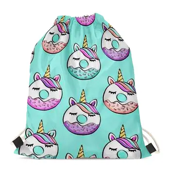 

HYCOOL Drawstring Bag for Ladies Unicorn Lollipop Donuts Pattern Female Outdoor Fashion Cute Shopping Storage Bags Travel Pouch