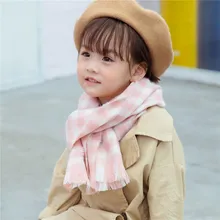 Шарф с переменной шалью, длинная имитация кашемира, теплый для шеи, корейская мода, Детская Мужская Клетчатая