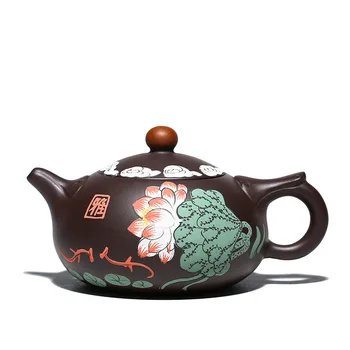 

Color handpainted lotus yixing teapot purple sand zisha kettle creative drinkware
