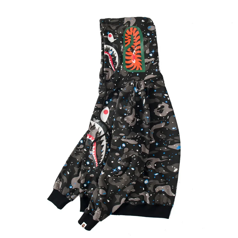 

2019 New Luminous Star Turtleneck Shark Print Hat Jacket Unisex Coat Couple Leisure Harajuku Top Mens Hoodies