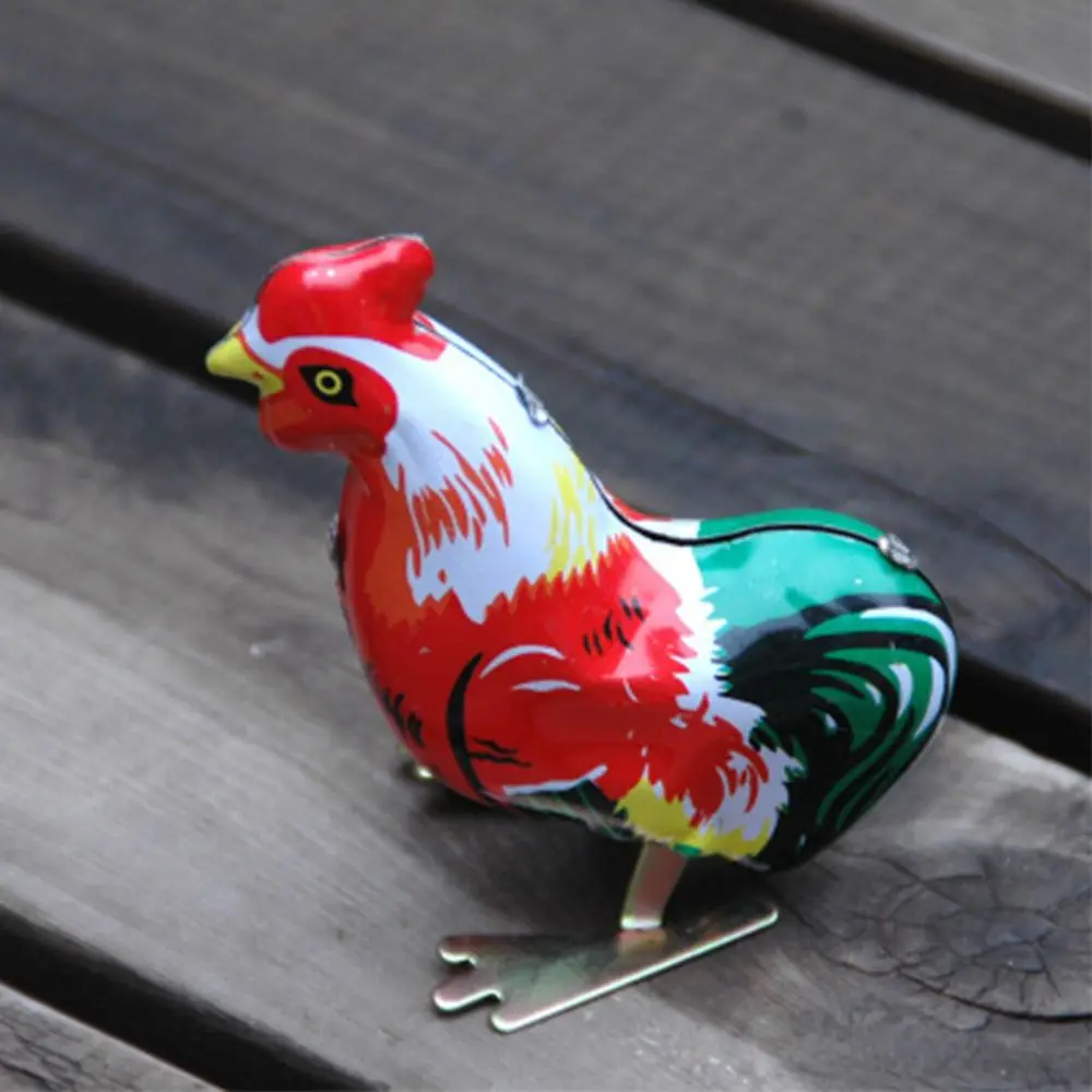 Vintage Handmade Classics Windup Chicken Cock Pecking Tin Toys For