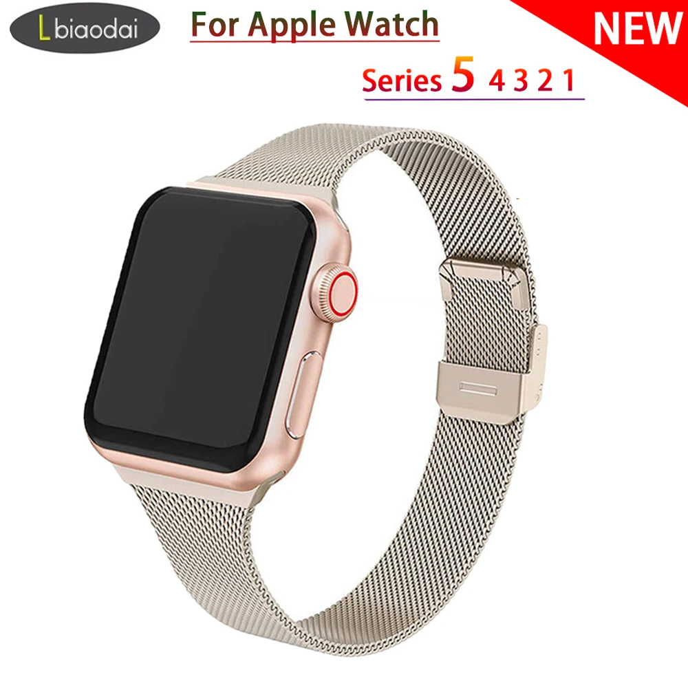Silm Milanese ремешок для Apple Watch 5 4 band 44 мм iWatch ремешок 40 мм металлический браслет из нержавеющей стали Ремешки для наручных часов 5 4 3 2 1 38 мм 42 м