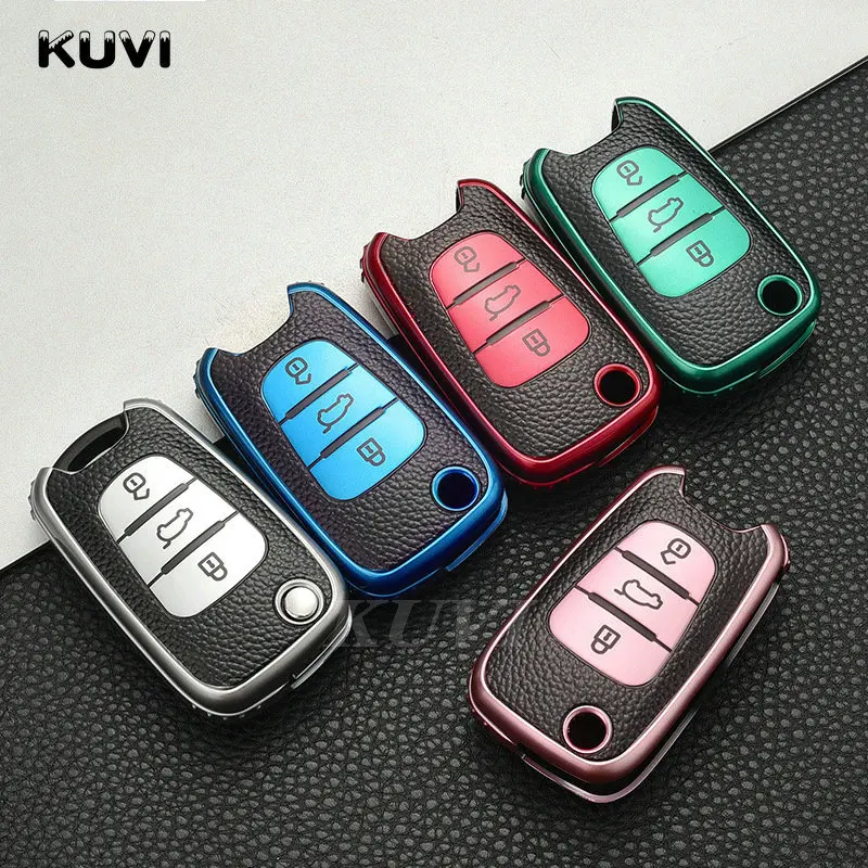 Кожаный чехол для автомобильного ключа из ТПУ Hyundai I20 I30 Elantra Azera Veracruz Veloster Kia Rio K7 K5