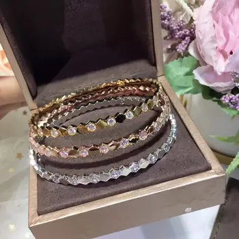 

New high Quality Real S925 bracelet cuff honeycomb bangle fashion jewelry rose gold bracelets wristlet jewel women gifts 3 Color